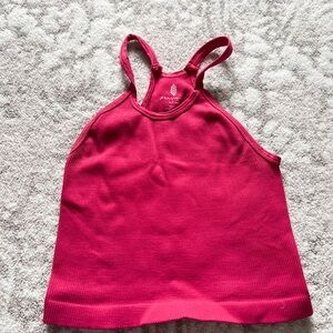 Free People Pink Ribbed Racerback Tank Top m/l